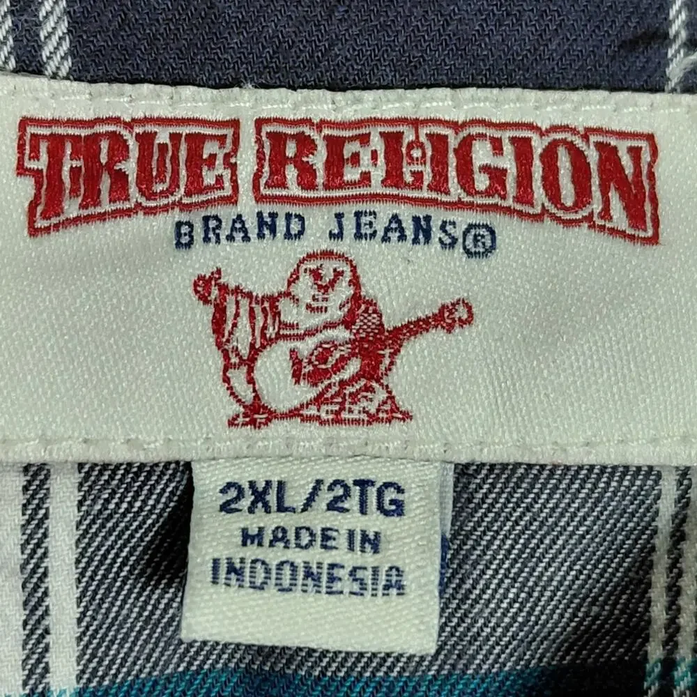 True Religion Brand Plaid Relaxed Fit Western Button-Up Shirt Men Size 2XL